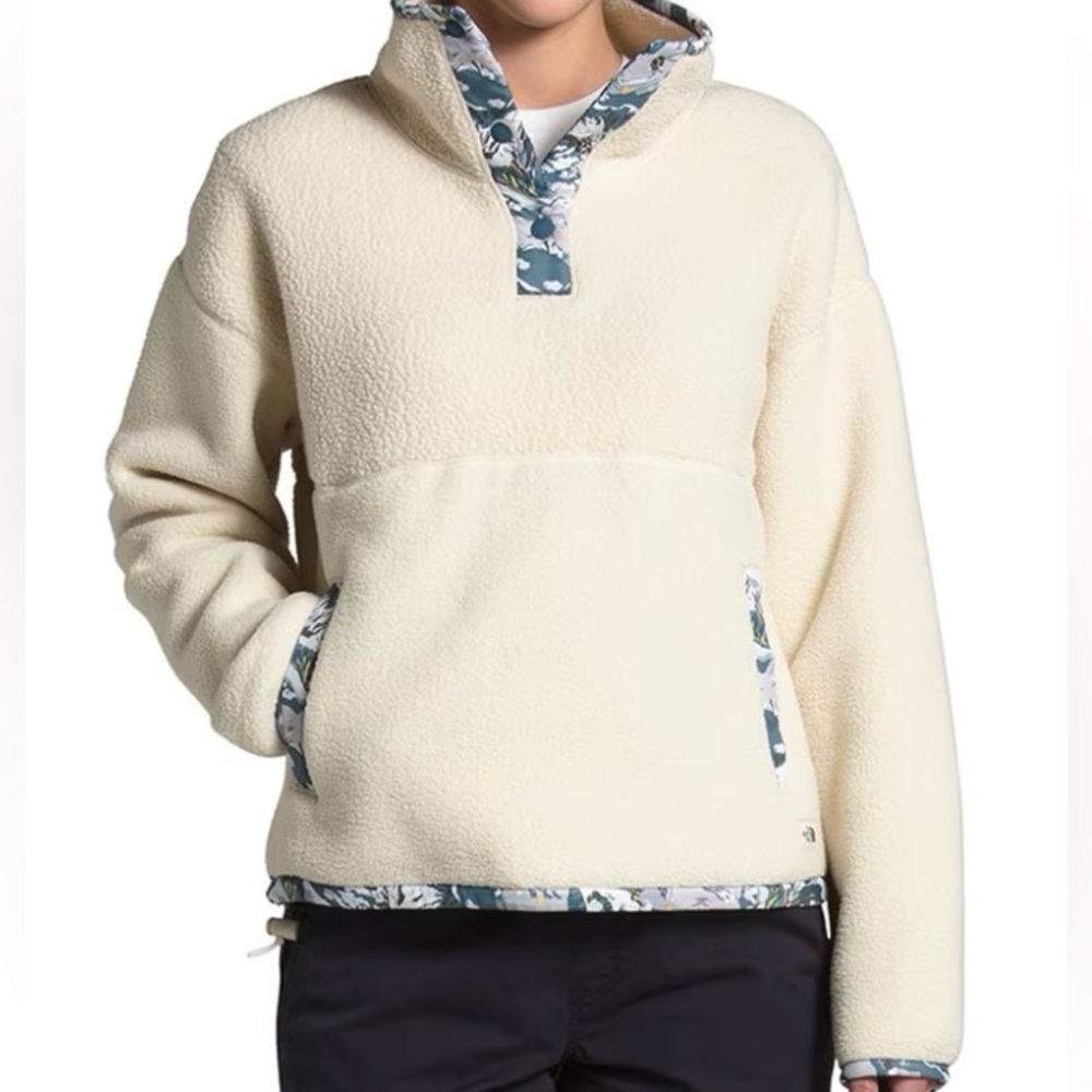The North Face Cragmont Fleece 1/4 Snap‎ Pullover Sweater Cream Size S